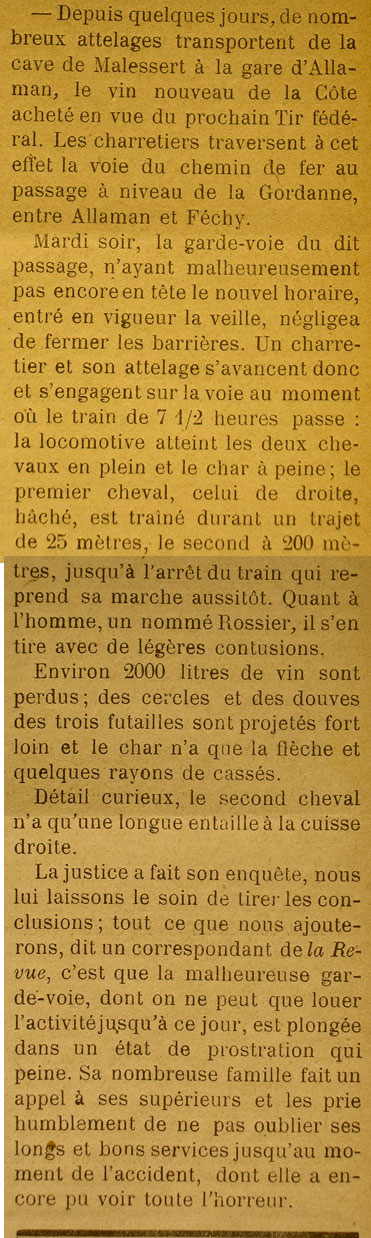 Un attelage transportant du vin haché par le train