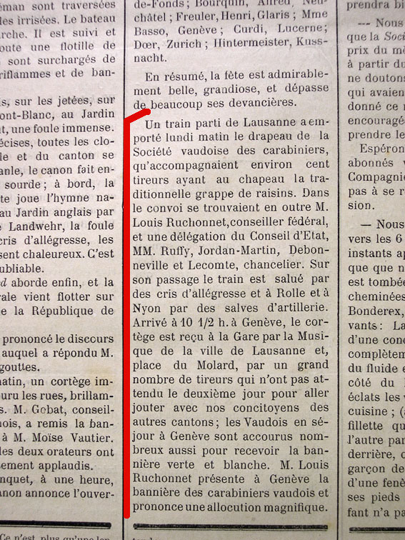 Train d'honneur pour le tir fédéral à Genève