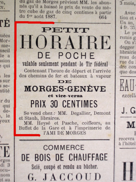 Publicité pour des horaires